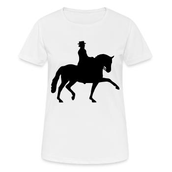 Silhouette classique de cavalier de dressage - T-shirt respirant Femme - blanc - Devant - AI Model Female 172 dark (172cm)