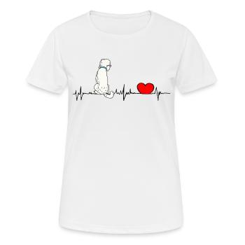 Doodle heart line - white doodle with red heart - Women's Breathable T-Shirt - white - Front - AI Model Female 172 dark (172cm)