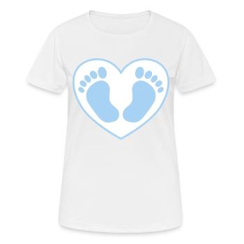 Bébé pieds pieds coeur bleu - T-shirt respirant Femme - blanc - Devant - AI Model Female 172 dark (172cm)