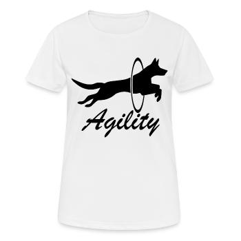Agilité de chien de chien - T-shirt respirant Femme - blanc - Devant - AI Model Female 172 dark (172cm)