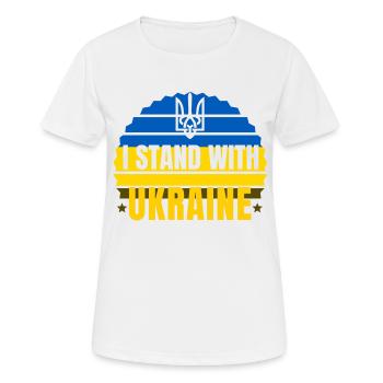 Ich stehe mit der Ukraine - Frauen T-Shirt atmungsaktiv - Weiß - Vorne - AI Model Female 172 dark (172cm)