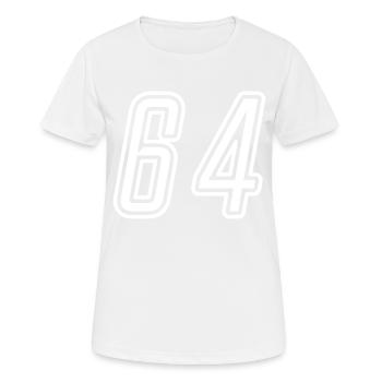 64 Numéro de numéro - T-shirt respirant Femme - blanc - Devant - AI Model Female 172 dark (172cm)
