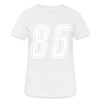 85 Numéro de numéro - T-shirt respirant Femme - blanc - Devant - AI Model Female 172 dark (172cm)