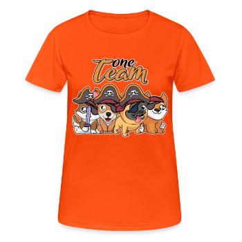 team familie hund pirat bachelorette party vater - Frauen T-Shirt atmungsaktiv - Neonorange - Vorne - AI Model Female 172 dark (172cm)