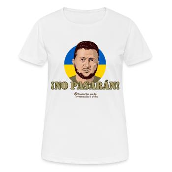 ¡No Pasarán! Conception de t-shirt Zelenskyi - T-shirt respirant Femme - blanc - Devant - AI Model Female 172 dark (172cm)