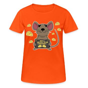 Funny mouse cheese - Women's Breathable T-Shirt - neon orange - Front - AI Model Female 172 dark (172cm)