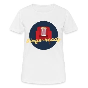 binge ready - Frauen T-Shirt atmungsaktiv - Weiß - Vorne - AI Model Female 172 dark (172cm)