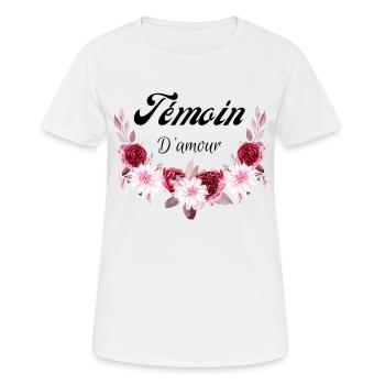 témoin d'amour - T-shirt respirant Femme - blanc - Devant - AI Model Female 172 dark (172cm)