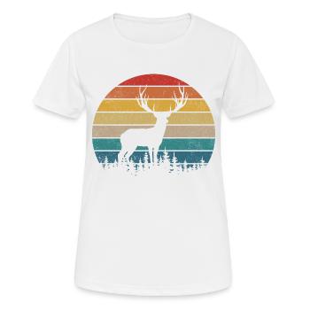 Cerf Cerf Rétro Vintage Woodland Nature - T-shirt respirant Femme - blanc - Devant - AI Model Female 172 dark (172cm)