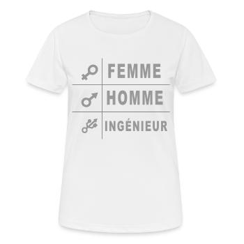 femme homme ingenieur - T-shirt respirant Femme - blanc - Devant - AI Model Female 172 dark (172cm)