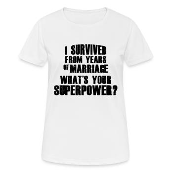 SUPERPUISSANCE DU SURVIVANT DU MARIAGE - T-shirt respirant Femme - blanc - Devant - AI Model Female 172 dark (172cm)