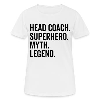 Entraîneur-chef Superhero Myth Legend - T-shirt respirant Femme - blanc - Devant - AI Model Female 172 dark (172cm)