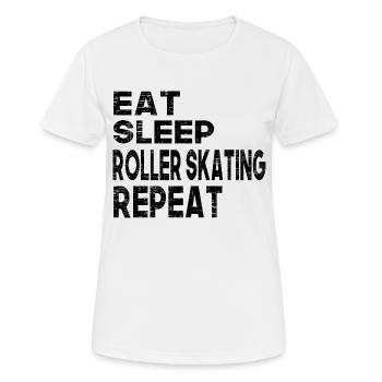 Manger dormir Roller Roller Roller Répéter - T-shirt respirant Femme - blanc - Devant - AI Model Female 172 dark (172cm)