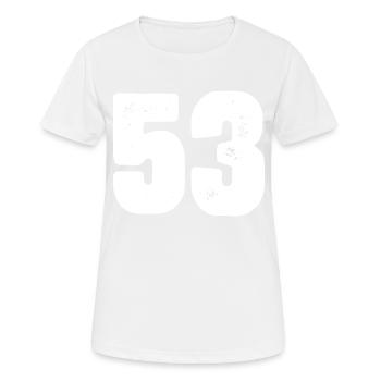 53 Numéro maillot - T-shirt respirant Femme - blanc - Devant - AI Model Female 172 dark (172cm)
