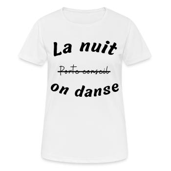 La nuit on danse - T-shirt respirant Femme - blanc - Devant - AI Model Female 172 dark (172cm)
