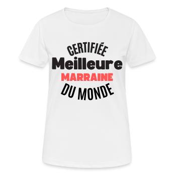 certifiée meilleure marraine du monde - T-shirt respirant Femme - blanc - Devant - AI Model Female 172 dark (172cm)