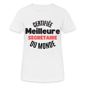 certifiée meilleure secrétaire du monde - T-shirt respirant Femme - blanc - Devant - AI Model Female 172 dark (172cm)