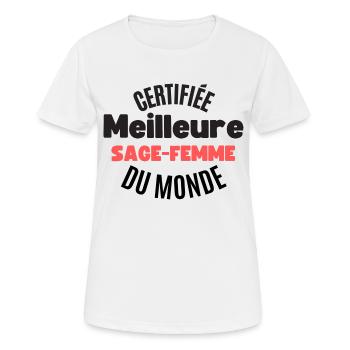 certifiée meilleure sage femme du monde - T-shirt respirant Femme - blanc - Devant - AI Model Female 172 dark (172cm)