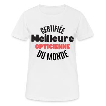 certifiée meilleure opticienne du monde - T-shirt respirant Femme - blanc - Devant - AI Model Female 172 dark (172cm)