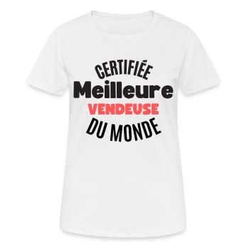 certifiée meilleure vendeuse du monde - T-shirt respirant Femme - blanc - Devant - AI Model Female 172 dark (172cm)