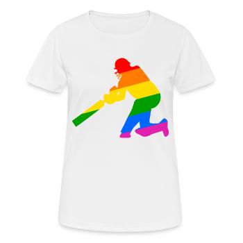 Cricket Spieler mit Regenbogen Geschenkidee - Frauen T-Shirt atmungsaktiv - Weiß - Vorne - AI Model Female 172 dark (172cm)