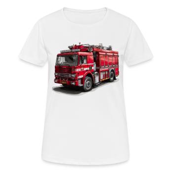 Mit dem Feuerwehrauto Brände bekämpfen - Frauen T-Shirt atmungsaktiv - Weiß - Vorne - AI Model Female 172 dark (172cm)