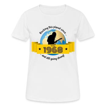 55ème anniversaire Rocking this planet depuis 10/1968 - T-shirt respirant Femme - blanc - Devant - AI Model Female 172 dark (172cm)