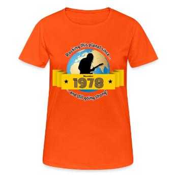 45ème anniversaire Bercer cette planète depuis 11/1978 - T-shirt respirant Femme - orange néon - Devant - AI Model Female 172 dark (172cm)