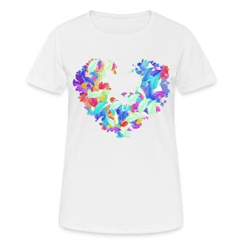 blumenherz,bunt, Blätter, bunte Blätter - Frauen T-Shirt atmungsaktiv - Weiß - Vorne - AI Model Female 172 dark (172cm)