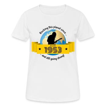 70. Geburtstag berce cette planète depuis 12/1953 - T-shirt respirant Femme - blanc - Devant - AI Model Female 172 dark (172cm)