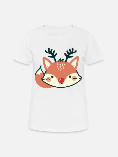 Noël de renne renard - T-shirt respirant Femme - blanc