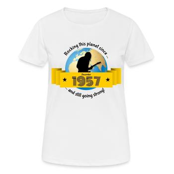 66e anniversaire Secouer cette planète depuis 12/1957 - T-shirt respirant Femme - blanc - Devant - AI Model Female 172 dark (172cm)