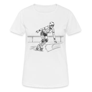 ROLLSCHUHE - Frauen T-Shirt atmungsaktiv - Weiß - Vorne - AI Model Female 172 dark (172cm)