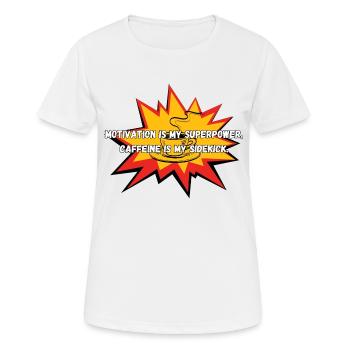 Motivation & Kaffee - Frauen T-Shirt atmungsaktiv - Weiß - Vorne - AI Model Female 172 dark (172cm)