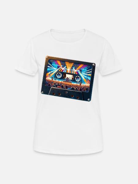 Vintage cassette with concert depiction - Women's Breathable T-Shirt - white