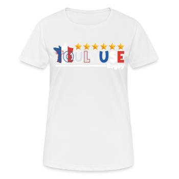 Toulouse Rugby 6 Stars Sport Pride - Women's Breathable T-Shirt - white - Front - AI Model Female 172 dark (172cm)