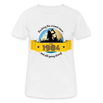 40. Anniversaire Secouant la foule depuis 08/1984 - T-shirt respirant Femme - blanc - Devant - AI Model Female 172 dark (172cm)