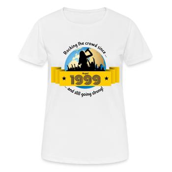 25. Geburtstag Rocking the crowd since 08/1999 - Frauen T-Shirt atmungsaktiv - Weiß - Vorne - AI Model Female 172 dark (172cm)