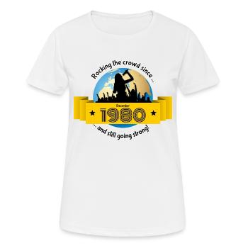 44. Geburtstag Secoue la foule depuis 12/1980 - T-shirt respirant Femme - blanc - Devant - AI Model Female 172 dark (172cm)