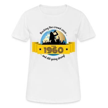65. Anniversaire Secouant la foule depuis 01/1960 - T-shirt respirant Femme - blanc - Devant - AI Model Female 172 dark (172cm)