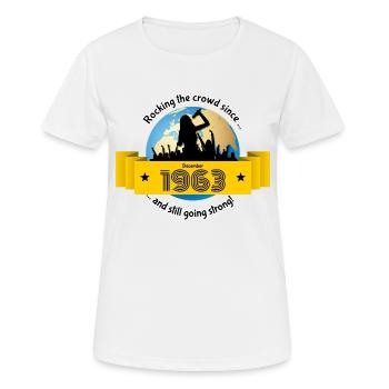 61. Anniversaire Secouant la foule depuis 12/1963 - T-shirt respirant Femme - blanc - Devant - AI Model Female 172 dark (172cm)
