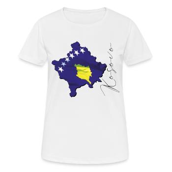 Drapeau du Kosovo sur la carte du Kosovo EN - T-shirt respirant Femme - blanc - Devant - AI Model Female 172 dark (172cm)