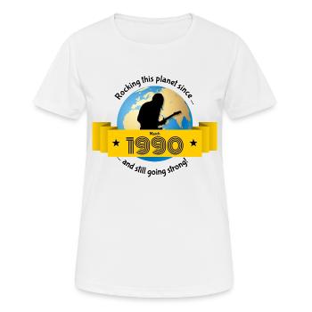 35. Anniversaire Secouant cette planète depuis 03/1990 - T-shirt respirant Femme - blanc - Devant - AI Model Female 172 dark (172cm)