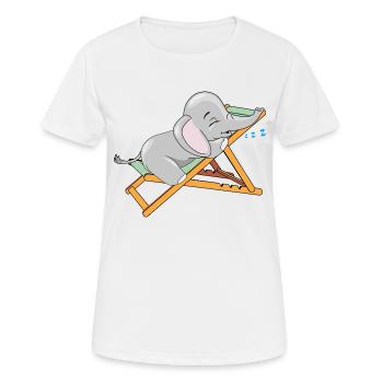 Un bébé éléphant dort sur la chaise longue - T-shirt respirant Femme - blanc - Devant - AI Model Female 172 dark (172cm)