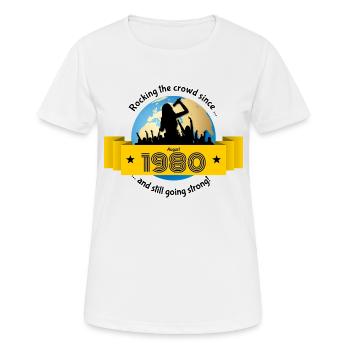 45. Anniversaire Secouant la foule depuis 08/1980 - T-shirt respirant Femme - blanc - Devant - AI Model Female 172 dark (172cm)