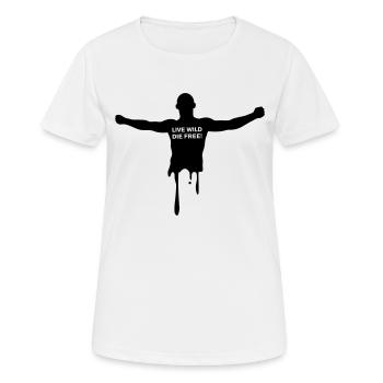 livewilddiefree - Frauen T-Shirt atmungsaktiv - Weiß - Vorne - AI Model Female 172 dark (172cm)