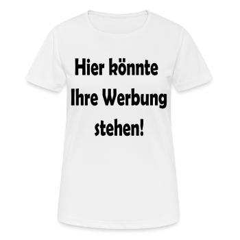 Werbung - Frauen T-Shirt atmungsaktiv - Weiß - Vorne - AI Model Female 172 dark (172cm)