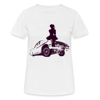 muscle voiture chaude fille - T-shirt respirant Femme - blanc - Devant - AI Model Female 172 dark (172cm)