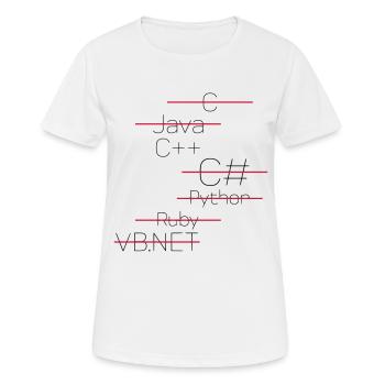 C++ - SIMPLE - Frauen T-Shirt atmungsaktiv - Weiß - Vorne - AI Model Female 172 dark (172cm)