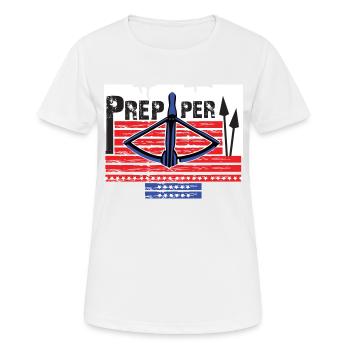 Prepper survit avec l'arbalète - T-shirt respirant Femme - blanc - Devant - AI Model Female 172 dark (172cm)